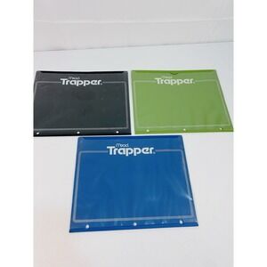 x3 Mead Trapper Pocket Folders Plastic Black Green Blue